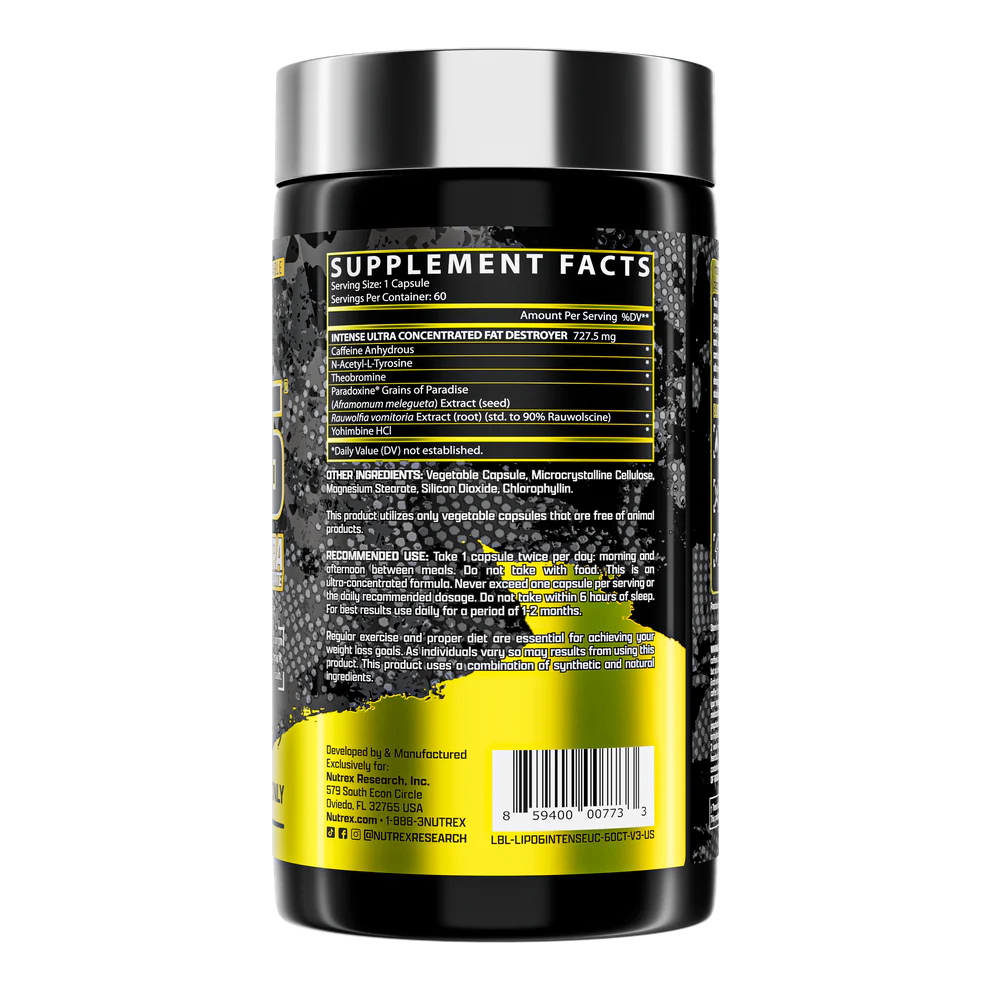 Nutrex Lipo-6 Intense Ultra Concentrate 60 capsules | Extreme Thermogenic Fat Burner